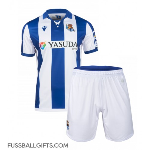 Real Sociedad Fußballbekleidung Heimtrikot Kinder 2024-25 Kurzarm (+ kurze hosen)